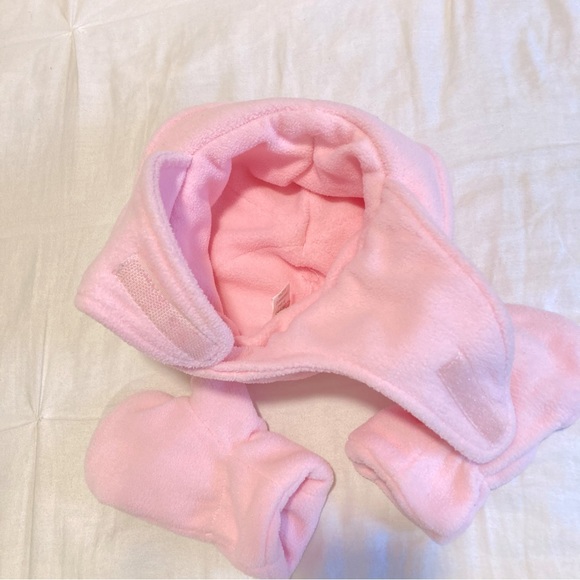 Infants Pink Double Layered Fleece Hat & Mittens - Picture 2 of 6